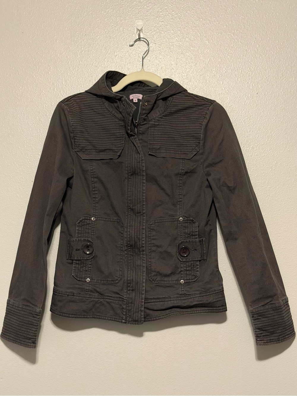 Sashimi Women’s Hooded Utility Jacket in Charcoal Gray